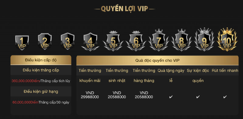 Thăng cấp thành viên VIP